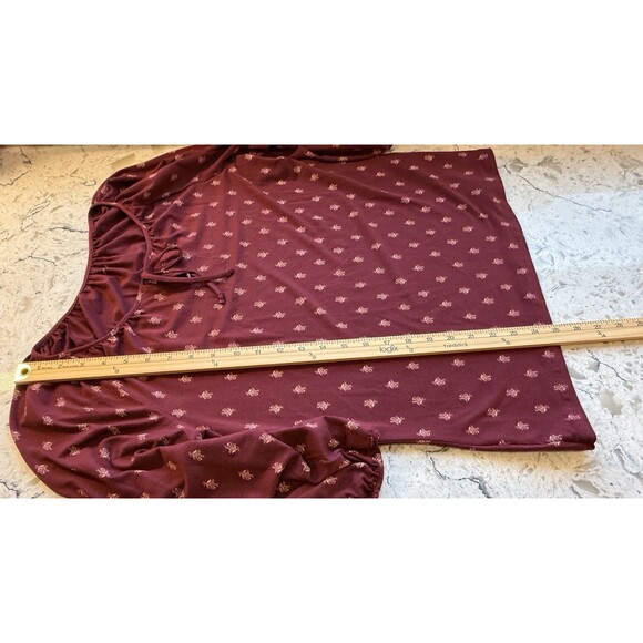 Garnet Hill Peasant Top Womens Size Small Wine Red Floral 3/4 Sleeve Shirt - Picture 7 of 9